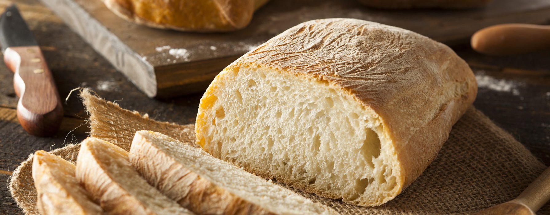 Aufgeschnittenes Ciabatta Brot